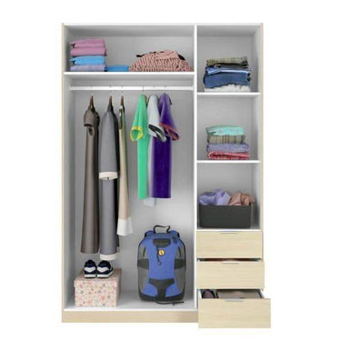 Cairo Oak Effect Compact 3 Door 3 Drawer Space-Saving Wardrobe LCX323R - UK Luxury Furniture